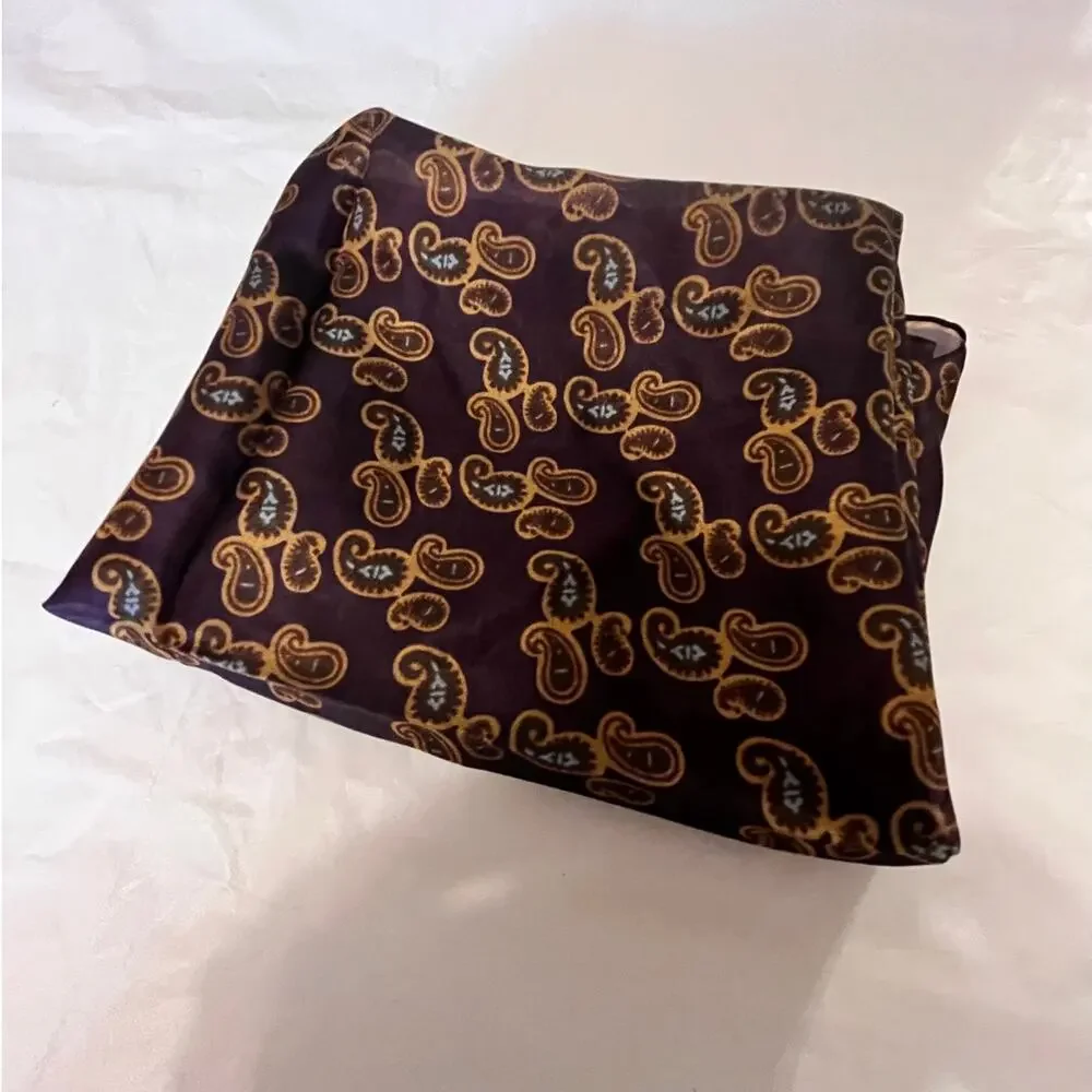 ROBERT TALBOTT Fine Silk Scarf Printed in Italy  - Purple - Semi Sheer 26